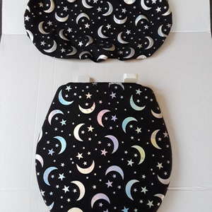 Halloween Toilet Seat andtank lids Covers 2 Piece Set NEW Handmade moons & stars bathroom decor decoration home