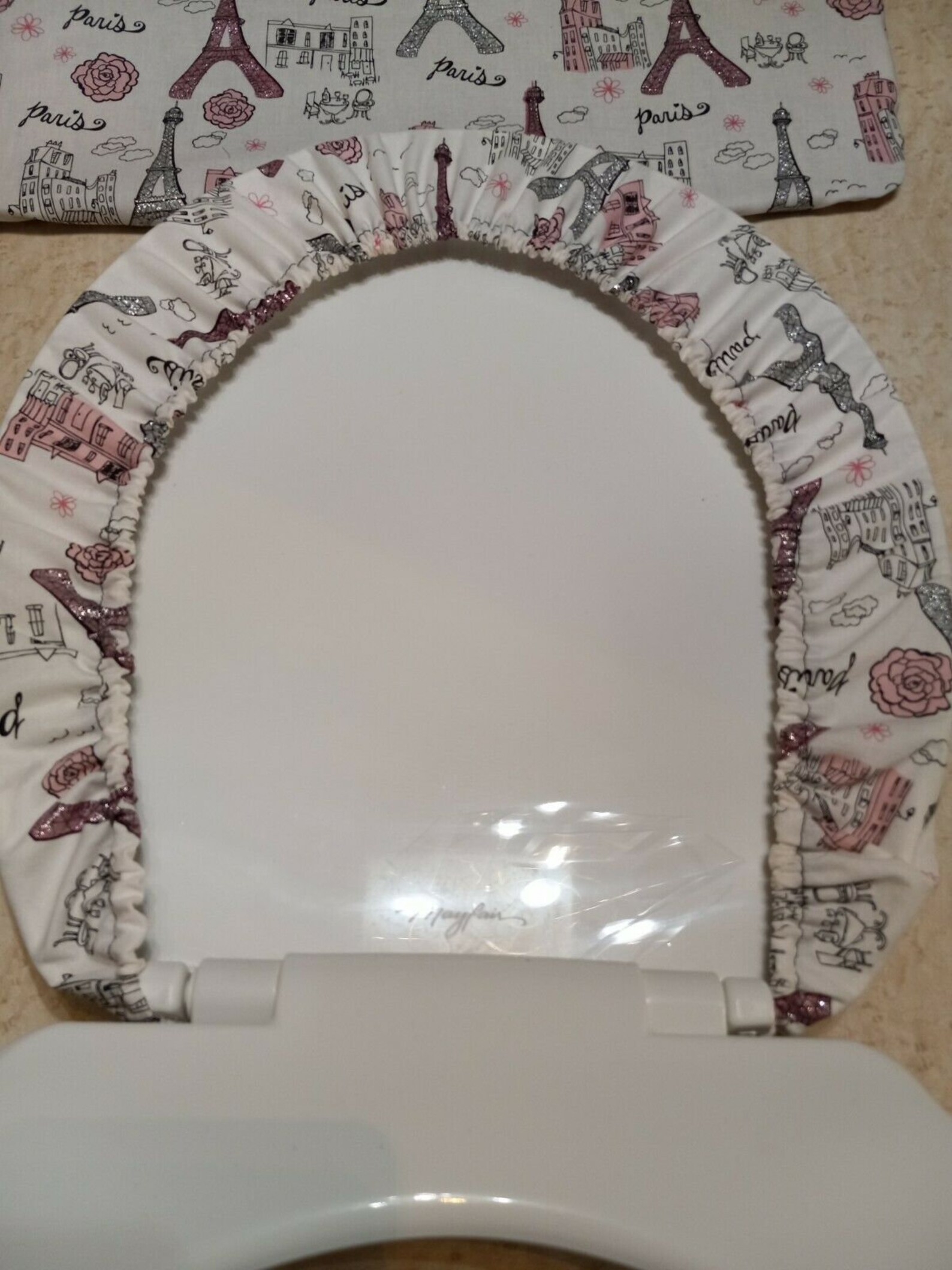 Paris Eiffel Tower Pink Glitter Bathroom Decor Toilet Seat & Etsy