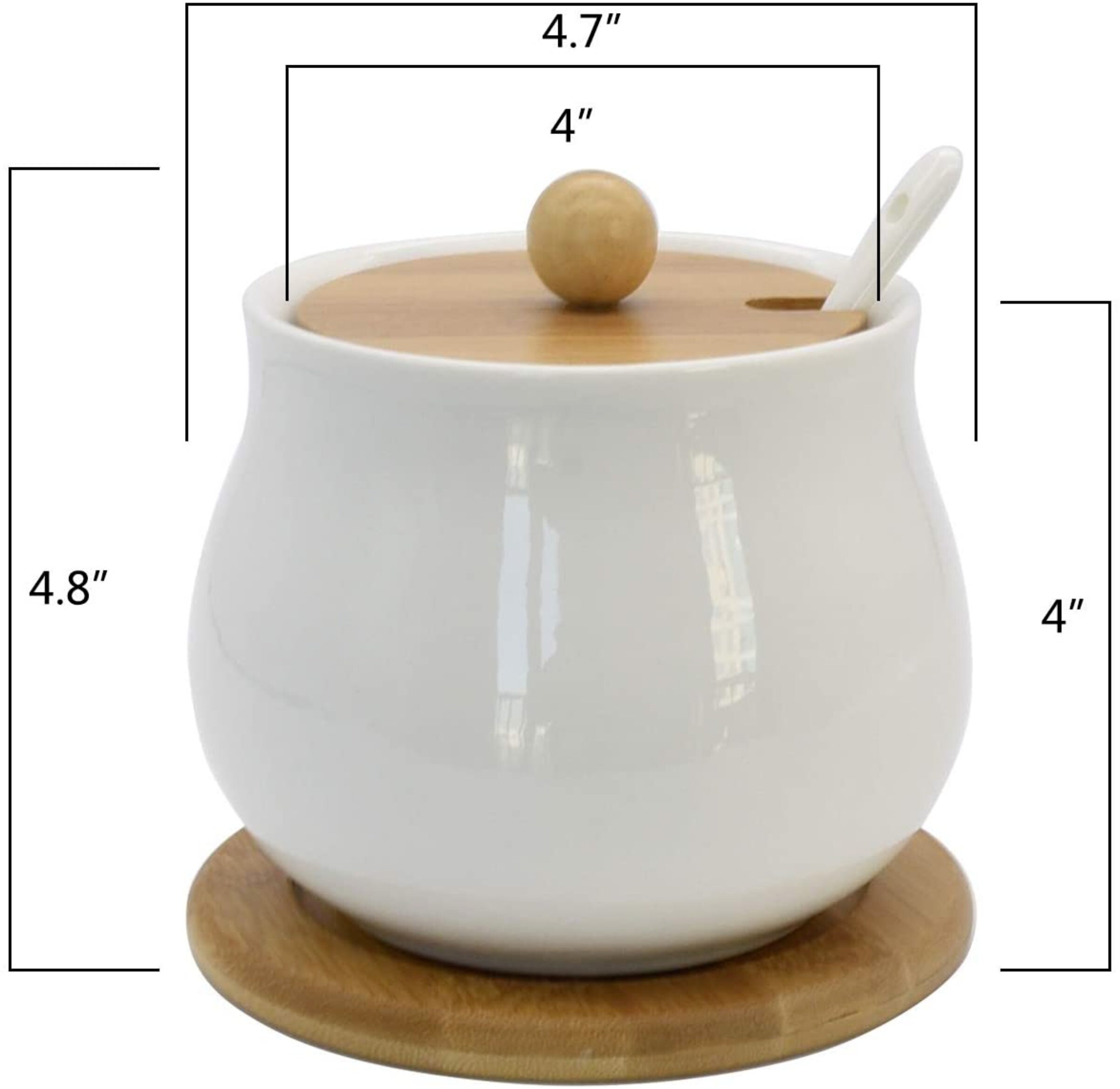 Ceramic Sugar Bowl with Serving Spoon and Bamboo Lid Bamboo Etsy