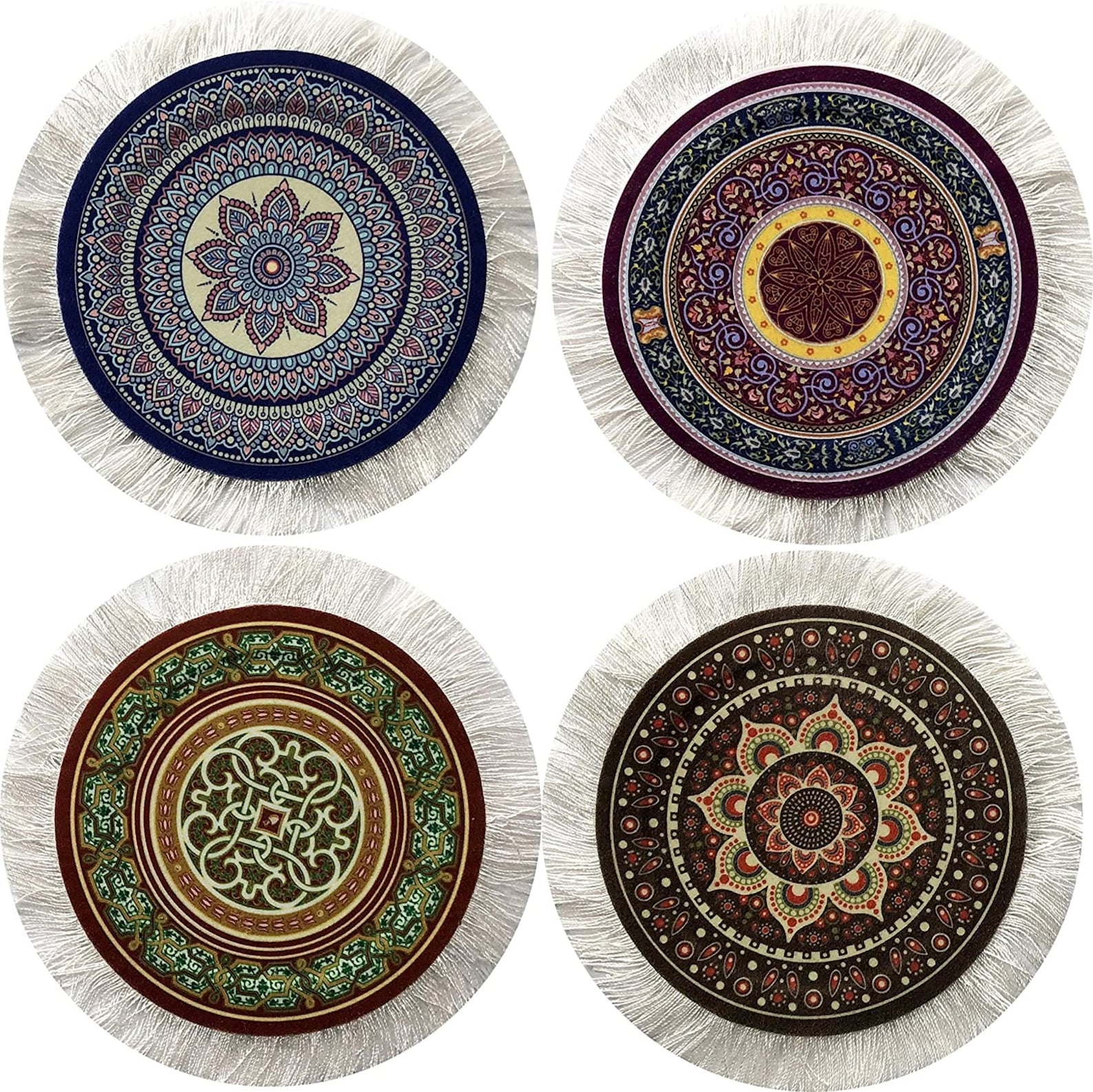 Handmade Set of 4 Round Coasters Rug Table Drink Holders Etsy