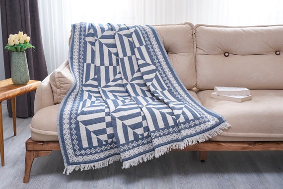 Versailles Sofa Throw 100 Cotton Washed Fabric 130 195 C Design Throw Geometric Design Etsy