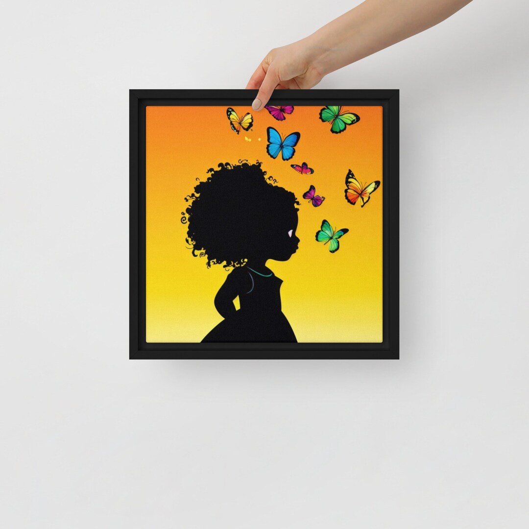 Butterfly Kisses Wall Art Framed Canvas Wall Art Kids Bedroom Wall Art