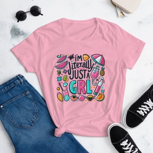 I’m Literally Just A Girl Shirt | Girly Girl Shirt | Funny Meme Shirt | Cute Girl Gifts | Women&#39;s Short Sleeve T-shirt