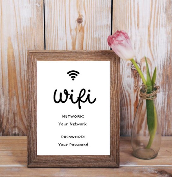 WiFi Password Sign, Editable, Wifi Sign, Printable, 4 Sizes, 4x6 5x7 6x8 8x10, Instant Download