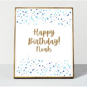 Alles Gute zum Geburtstag Zeichen, rosa und blau, bearbeitbar, bedruckbar, 4 Größen, 4x6 5x7 6x8 8x10, Instant Download