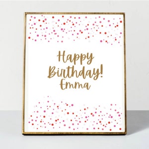 Panneau joyeux anniversaire, rose et bleu, modifiable, imprimable, 4 tailles, 4 x 6 5 x 7 6 x 8 8 x 10, téléchargement immédiat