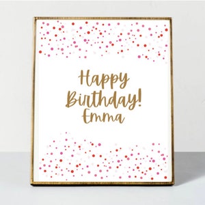 Happy Birthday Sign, Pink and Blue,  Editable, Printable, 4 Sizes, 4x6 5x7 6x8 8x10, Instant Download