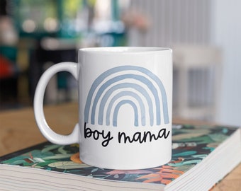 Boy Mama Mug – Cute Gift for Mom of Boys • Baby Shower Present • Blue Watercolor Coffee Cup • New Mom Gift Idea