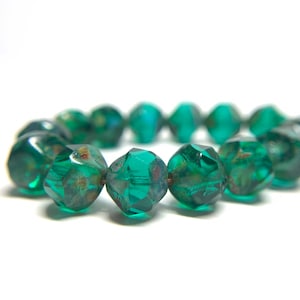 8mm Emerald Pebbles, Baroque beads, Czech glass beads