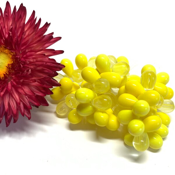 6X9 Yellow Blend Drop Beads, Teardrop beads, Czech glass beads