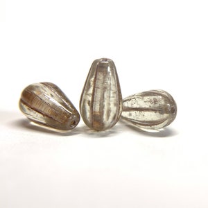 8X13mm Melon drops, antiqued drop, Czech glass beads