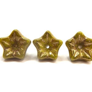 5X8mm Golden Dandelions, Bell flower beads, Czech glass beads