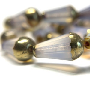 8X15mm White Drops, Teardrop beads, Czech glass beads