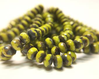 Peridot Pebbles, Rondelle beads, Czech glass beads