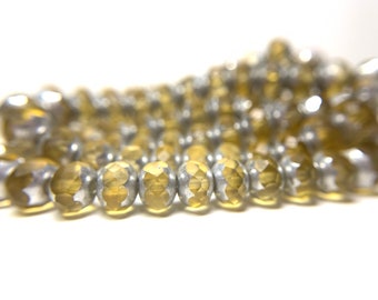 5X7mm Yellow Rondelle Beads, Faceted beads, Czech glass beads