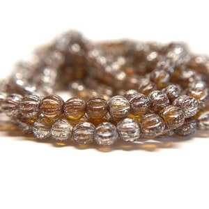 4mm Amber Melon Beads, Melon beads, Czech glass beads