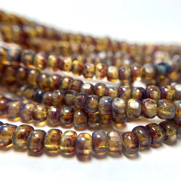 3X4mm (6/0) Tri-cut Beads, Amber beads, Czech glass beads