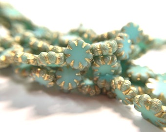 9mm Cactus Flower, Flower beads, Czech glass beads