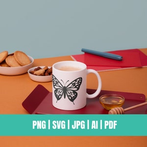 Papillon SVG, Cricut, Silhouette, papillon, DXF, Png, Jpg, pdf, fichier de coupe, clipart image 2