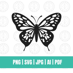 Papillon SVG, Cricut, Silhouette, papillon, DXF, Png, Jpg, pdf, fichier de coupe, clipart image 1