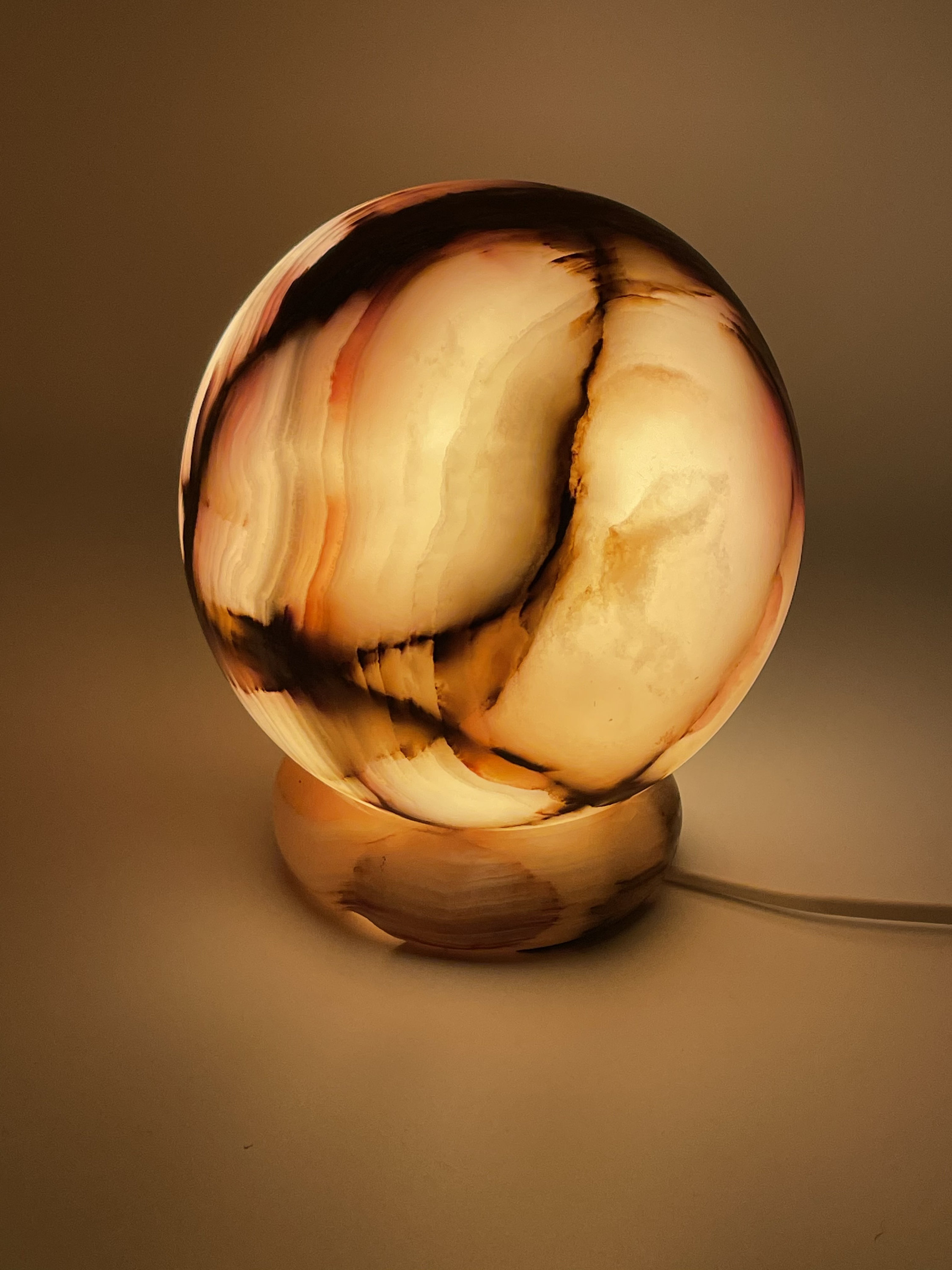 Onyx Marble Round Lamp Marble Home Decor Stone Lamps Etsy