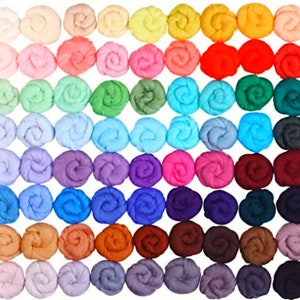 72 Colors Needle Felting Wool Fibre| Wool Roving for Felting, Felting Fiber, Merino Wool, Wet Felting