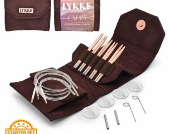 LYKKE Cypra 3.5" (10cm) Starter Set- Interchangeable knitting needle set - Copper
