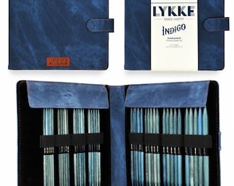 LYKKE 6" (15cm) DPN Set US6 to 13 - Double pointed knitting needle set - INDIGO