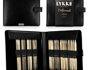 LYKKE 6" (15cm) DPN Set US6 to 13 - Double pointed knitting needle set - DRIFTWOOD black