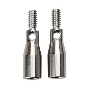 May include: Two silver metal threaded rod extensions with a hole in the center of each. The extensions are about 2 inches long.