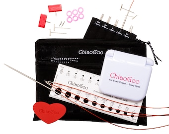 Chiaogoo 4''(10cm) TWIST Red Lace Mini Set - Stainless steel interchangeable knitting needle set