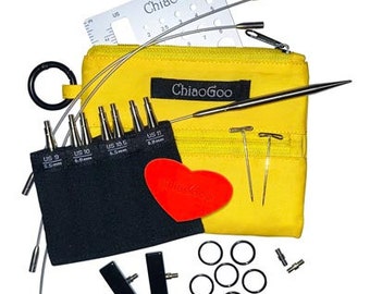 Chiaogoo TWIST Yellow Lace Shorties 3" (7cm) US 9-11 (5.5-8.0mm) Large needle set