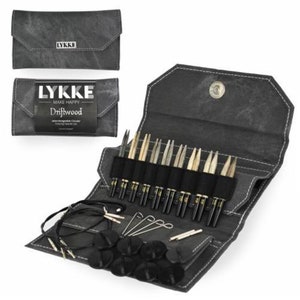 LYKKE Grove 3.5 10cm Interchangeable Bamboo Knitting Needles Set, Beige  Jute Fabric Case 