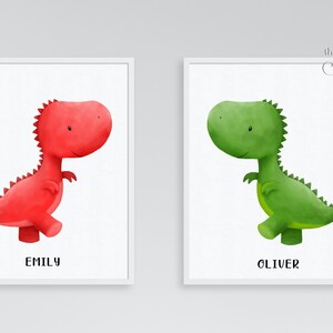 Custom Dinosaur Name Printable Wall Art, Watercolor Dinosaurs, Nursery Wall Art, Nursery Decor, Kid&#39;s Room Art, Colorful Dinos, Dino Room