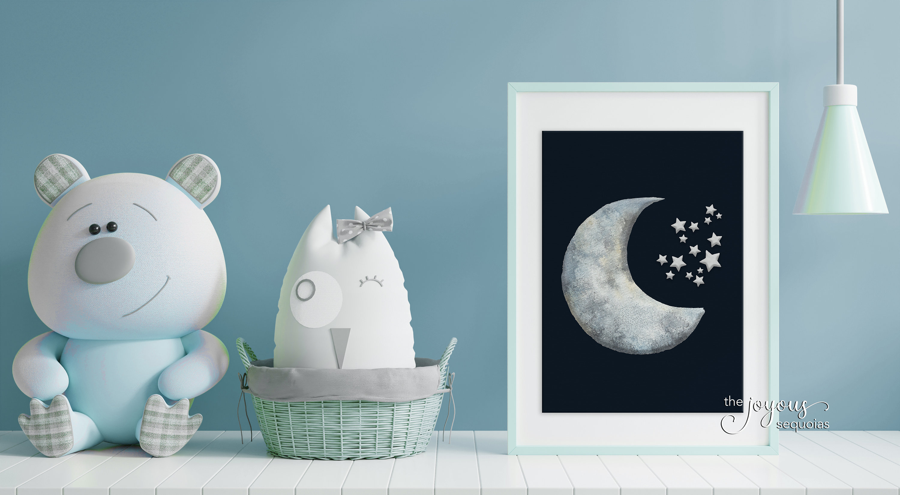 Crescent Moon Printable Nursery Wall Art Moon and Stars Etsy