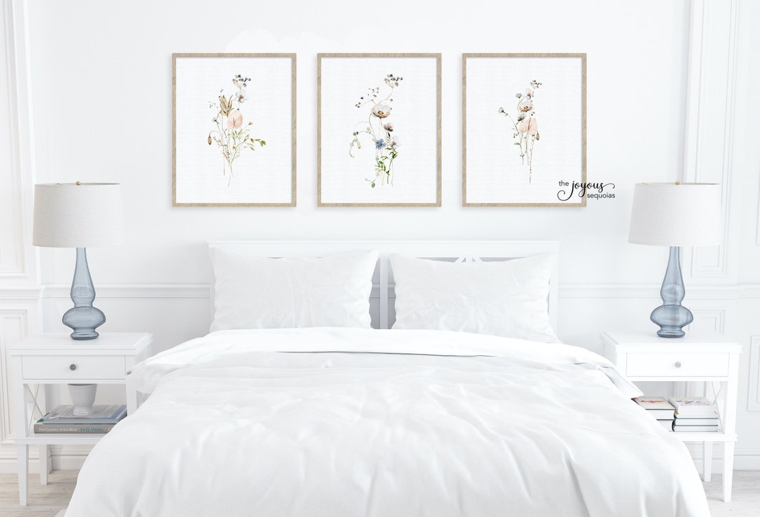Minimalist Dainty Flowers Printable Art, Digital Print, Set of 3 ...