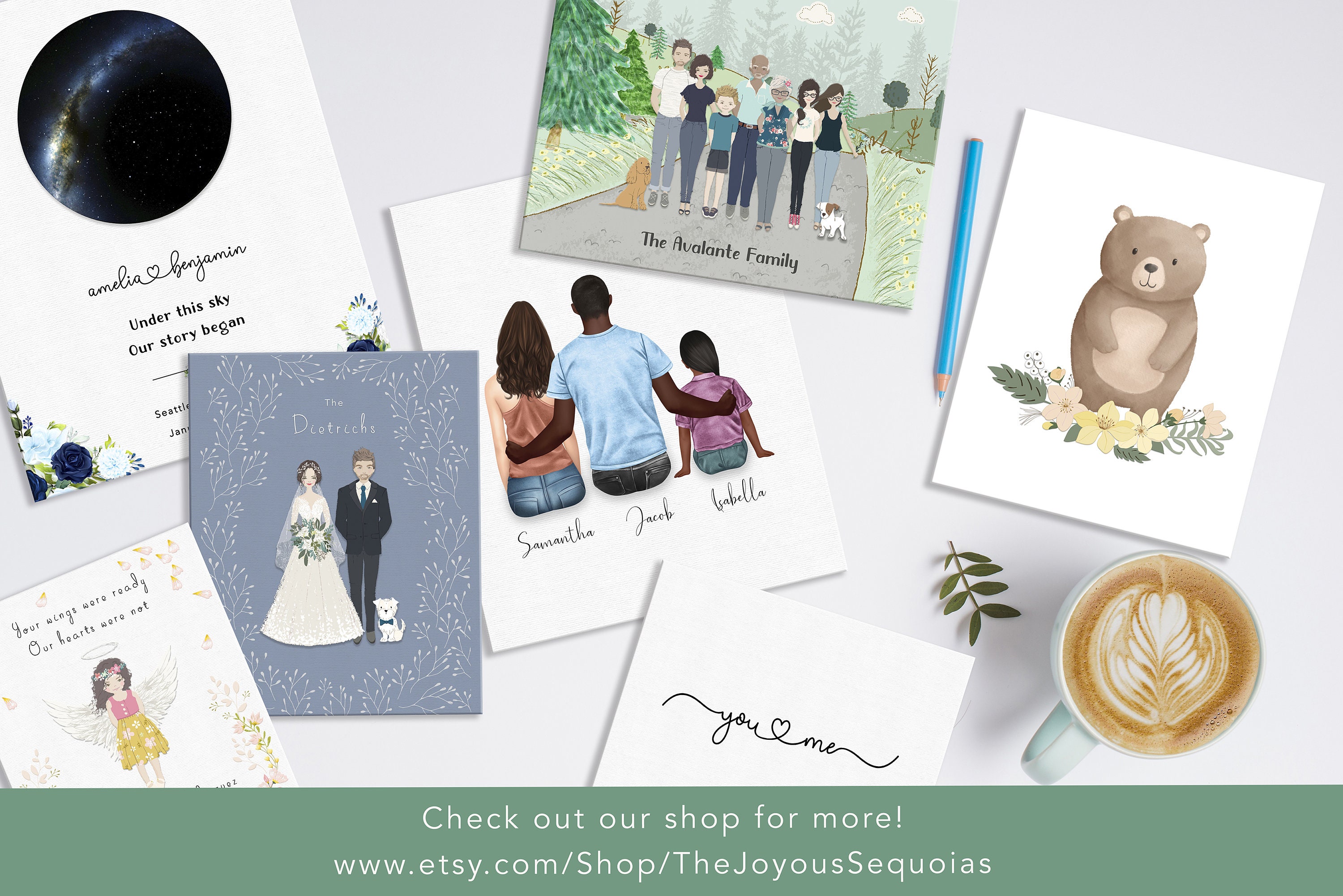 Custom Memorial Drawing, Printable, Personalized Gift, in Heaven