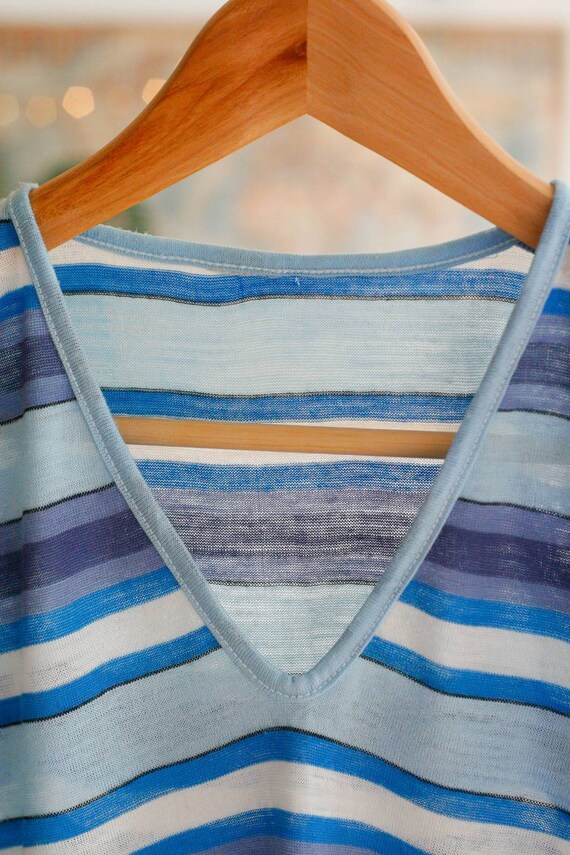 10-12-14 || vintage 70s blue white stripe knitted… - image 6