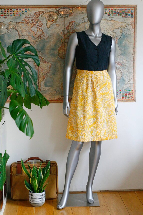 12-14 || vintage 70s yellow abstract paisley prin… - image 4