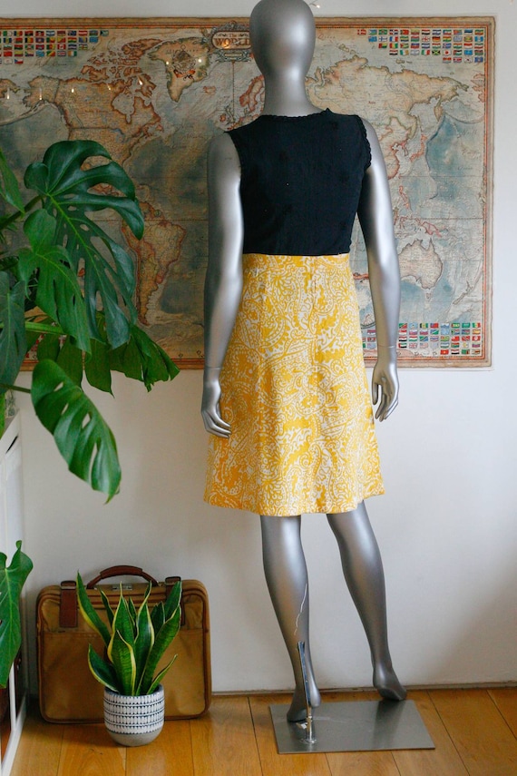 12-14 || vintage 70s yellow abstract paisley prin… - image 6