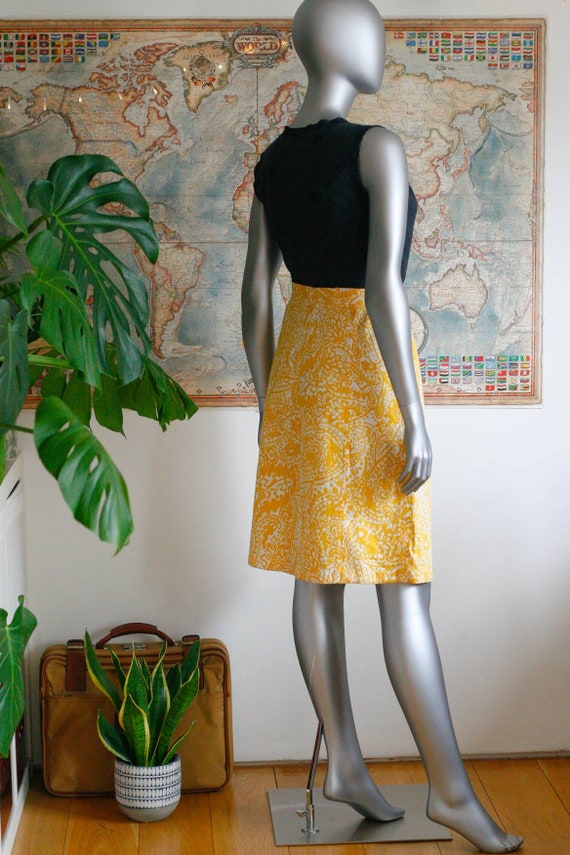 12-14 || vintage 70s yellow abstract paisley prin… - image 5