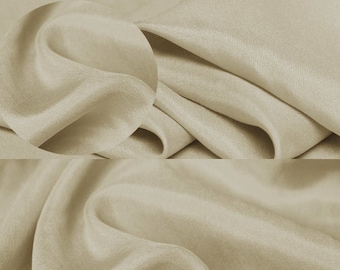100% Silk Habotai Fabric 8mm 45&#39;&#39; Wide Beige Color Lightweight Airy Feeling For Lining, Scarves By the Yard