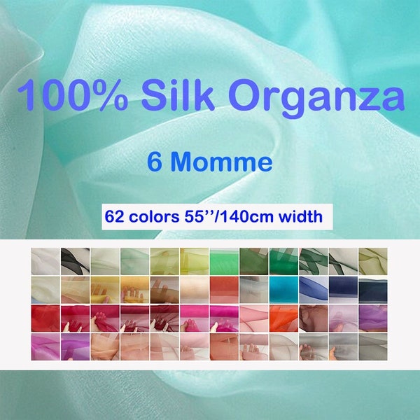 60 Colors 100% Silk Organza Fabric 6mm Olive Color 55'' Width Lightweight Transparent, Silk Sheer, for Trimming, Ribbon Organza, By the Yard