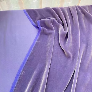 Pure Silk Velvet Fabric Light Purple Color 40Momme Luxury Thick Silk Velvet Fabric By the Yard for Shirt, Dress, Pillowcase Cover
