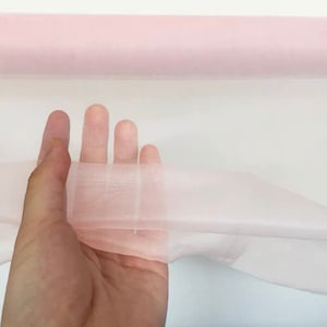 100% Silk Organza Fabric 6mm Light Pink Color 55&#39;&#39; Width Lightweight Transparent, Silk Sheer, for Trimming, Ribbon Organza, By the Yard