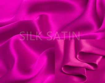 19mm 100% Silk Charmeuse Fabric Plum Purple Thick Silk Satin Fabric by the Yard Real Silk for Tie-dye, Silk Pillowcase Fabric