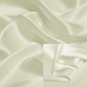 19mm 100% Silk Charmeuse Fabric Cream Thick Silk Satin Fabric by the Yard Real Silk for Dressmaking, Silk Pillowcase Fabric