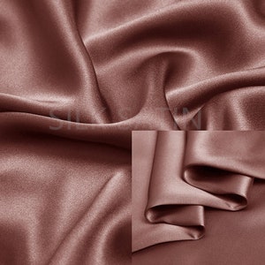 19mm 100% Silk Charmeuse Fabric Old Rose Thick Silk Satin Fabric by the Yard Real Silk for Dressmaking, Silk Pillowcase Fabric