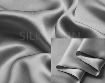 100% シルク シルバー グレー色 19 mm シルク サテン生地、ドレス