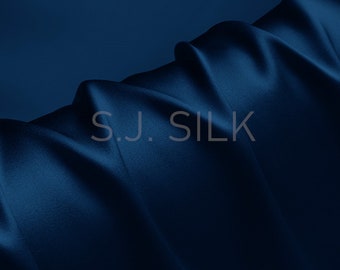 100% Silk Charmeuse Fabric 16m/m Poseidon Color Silk Satin Fabric by the Yard for Dressmaking, Silk Pillowcase Fabric